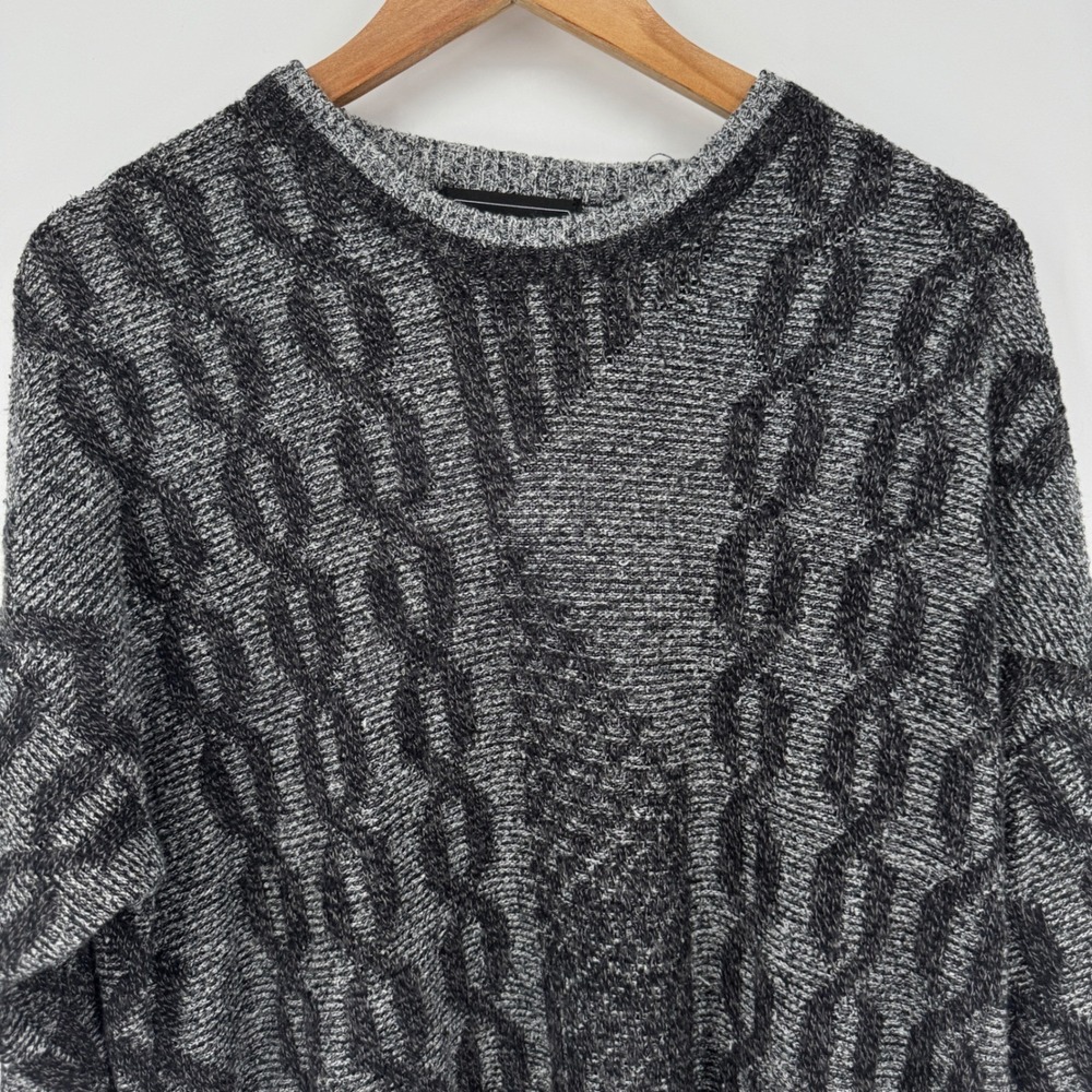 Peter England Mens Large Vintage Sweater Gray‎ Wool Knit Pullover Grandpa Grunge